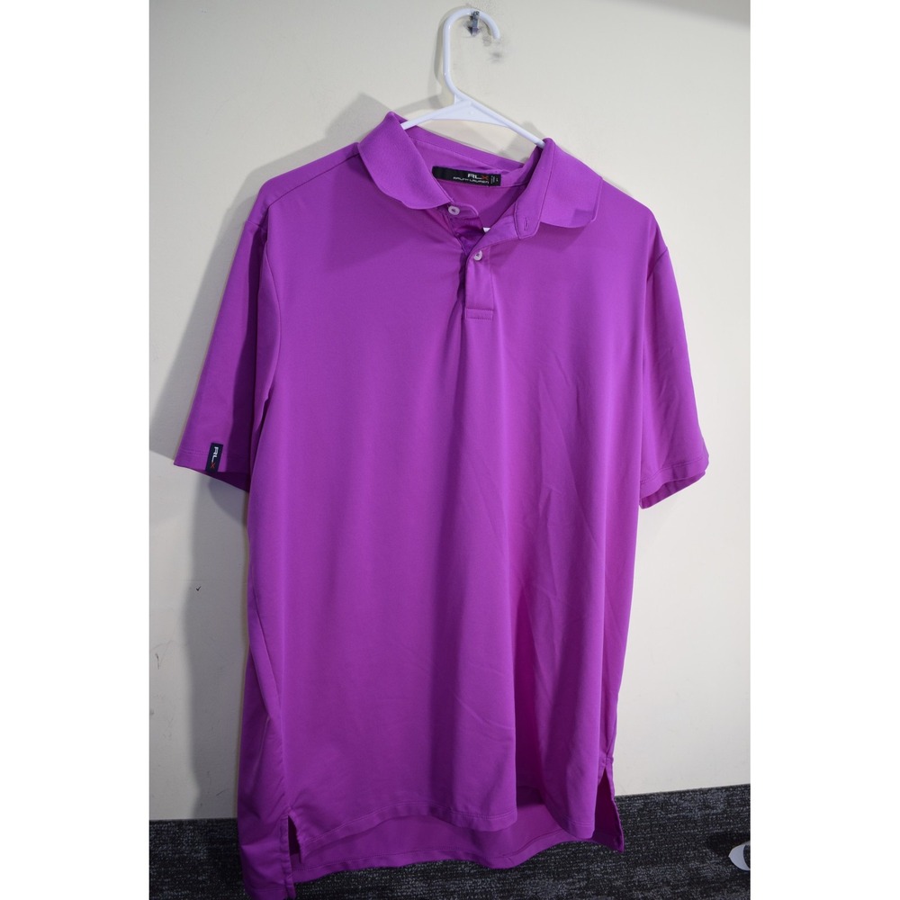 RLX Ralph Lauren Performance Quick Dry Golf Polo Shirt MENS L Purple‎ MAGENTA